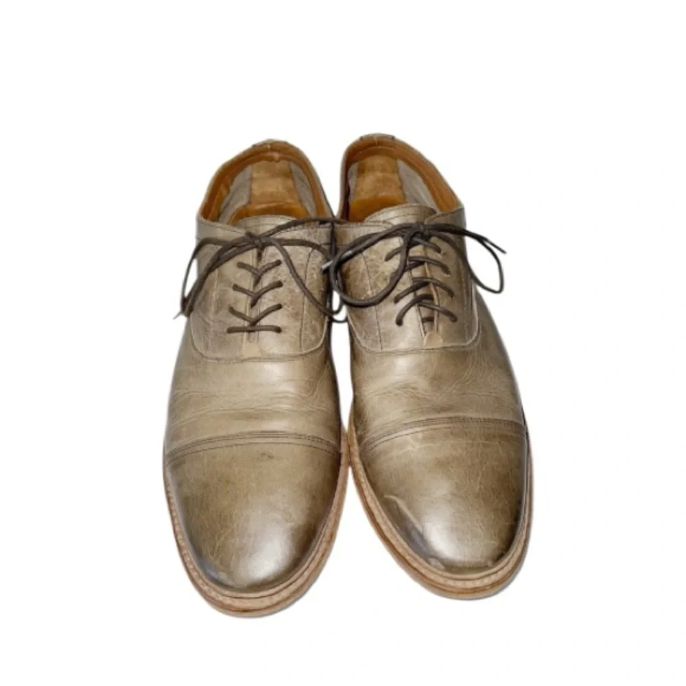 Frye Paul Bal Cap Toe Taupe Leather Oxford Sz 11 Lace Ups Business Contemporary